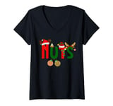 Womens Chest Nuts Matching Couples Chestnuts Funny Christmas man V-Neck T-Shirt