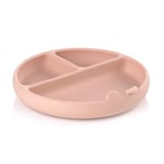 Jané Assiette pour Bébé BLW, Assiette de Sevrage, avec Ventouse, Sans BPA, Silicone, Compatible avec Stérilisateurs, Micro-ondes, Rose