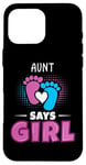 Coque pour iPhone 16 Pro Max Aunt Says Girl Tenue de révélation du sexe pour bébé