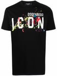 Dsquared2 Mens Icon Paint Splattered T-shirt Black Cotton - Size X-Large