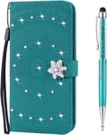 Coque Pour Sony Xperia Xz4, [Srie Mandala] Brillant Cristal Diamant Bookstyle Flip Cover Tui De Protection Housse En Pu Cuir Avec Tpu Silicone Souple Phone Case (Cyan)