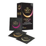 Skyn Cocktail Club:Lot de 9 Préservatifs Aromatisés Skynfeel/3 Saveurs:Pina Colada,Cherry Sunrise,Passion Daiquiri/sans latex,pour Homme,de Taille Régulière,Solides,Lisses et Fins,Forme Droite