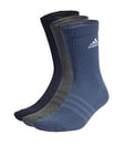 adidas Sportswear Unisex 3 Pack Cushioned Crew Socks - Blue Multi, Blue, Size S, Men