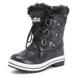 Polar Femmes Matelassé Court Canard Fourrure Doublée Boue Neige Hiver Bottes - BLL40 - AYC0023,40 EU,Noir Cuir