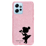 Coque pour Redmi NOTE 12 4G paillettes rose fee papillon