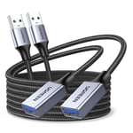 UGREEN USB 3.0 Extension Cable 3M 2Pack, USB A Male to A Female Extender, USB Extension Lead Supports 5Gbps High Speed Data Transfer, Compatible with USB Disk Keyboard Mouse Hard Drive Printer Scanner