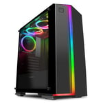 GameMax Starlight RGB Mid-Tower Gaming Case Rainbow Strip and Rear Fan Sync Hub Glass Side Panel