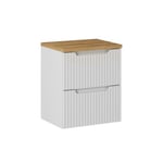 Meuble sous-vasque 50cm 2 tiroirs plan de toilette Riva Blanc et Bois