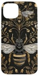 Coque pour iPhone 15 Plus Beau motif abeilles et fleurs noires