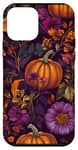 Coque pour iPhone 12 mini Violet Bohème Floral Citrouille Motif Vintage Décor Automne