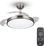 PHILIPS LED Atlas 28W Ceiling Light with 35W Fan, Remote Included. [Cool White - Nickel]. for Ceiling Lighting, Livingroom and Bedroom.