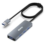 BENFEI USB Hub, Ultra-Slim USB 3.0 Hub Usb 4 Ports with 1 Meter Cable Compatible for MacBook, Mac Pro, Mac Mini, iMac, Surface Pro, XPS, PC, Flash Drive, Mobile HDD[Aluminium Shell&Nylon Cable]