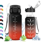 Vikaster VC-TY-SHXZG-500ML-JB-Black-Red, Gourde avec Paille 500ml/1500ml, sans BPA, Étanche & Réutilisable, Bouteille Enfant Ouvrir en Un Clic Unisex-Youth, Noir rouge-500ml, 500ml