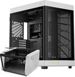 PC Gamer Boitier, Boîtiers Gaming EATX Grand Tour Vide, 2 Positions, Double Chambre, Porte en Verre Trempé à Ouverture Tactile, Airflow, Blanc.[V1181]