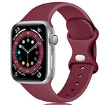 Epova Silicone Strap Compatible with Apple Watch Strap 44mm 42mm 45mm 46mm 49mm, Replacement Straps for Apple Watch Ultra/Ultra 2/ iWatch SE Series 10 9 8 7 6 5 4 3 2 1, Wine Red, Large