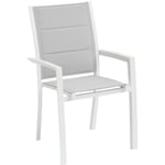 Hesperide - Fauteuil de jardin empilable Allure glacier & blanc en aluminium traité époxy - Hespéride