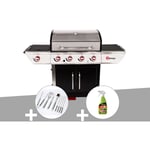 Somagic - Barbecue à gaz avec chariot Manhattan 450GPI + plancha + Malette de 8 accessoires inox + Dégraissant pour barbecue