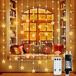 Guirlande Lumineuse Etoiles, Rideau Lumineux Led, 80 Étoiles 144 LED Rideau Étoilé Associable 2 m x 1.5 m Avec 8 Modes de Télécommande, Lumières de Décoration de Noël pour Fête, Fenêtre, Maison, Cour