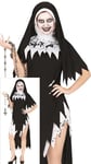 FIESTAS GUIRCA Déguisement de nonne sexy pour femme – Costume de nonne zombie comprenant un voile de nonne et une robe courte de nonne – Costumes d'Halloween pour femme taille M