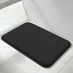 Yimobra Memory Foam Bath Mat Large Size, Soft and Comfortable, Super Water Absorption, Non-Slip, Thick, Machine Wash, Easier to Dry for Bathroom Floor Rug, 43 x 61 cm, Black