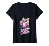 Womens Funny Owl Hoot For Coffee Lovers V-Neck T-Shirt