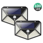 Lampe Solaire d'Extérieur Version Puissante 2 Pack100 Led 2200mah Imperméable 270,180 Détecteur de Mouvement Spot Solaire Mural