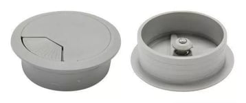 DYNAMIX 60mm Round Desk Grommet. Easily &amp; Neatly Store your Power, Communication, Audio, Video, Computer &amp; Data Cables. Perfect for Installation in Desks, Workstations etc. Grey Colour.