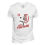 T-Shirt Homme Col V Just Fontaine Vintage Footballeur Foot Star