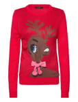 Vmcutedeer Ls O-Neck Blouse Xmas Red Vero Moda