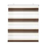 Decorblind Store Enrouleur Double Couche Nuit et Jour Installation Mur ou Plafond, Dimensions : 80 x 180 cm, Largeur x Longueur/Mesure Tissu Store : 77 x 175 – Store Enrouleur Tricolore Marron