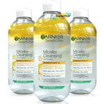 3x Garnier Micellar Cleansing Water OIL INFUSED Longwear Make Up Remover 400ml