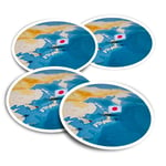 4x Round Stickers 10 cm - Japan World Map Flag  #45439