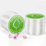 Alyvisun 2 Bobine 0.5mm Fil Elastique Bracelet, Transparent Fil Élastique pour Bracelet, Convient pour la Fabrication de Bijoux DIY, Collier, Bracelet, Artisanat (140m/Bobine)