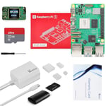 Vemico Raspberry Pi 5 8GO Starter Kit 32GO Carte avec 4 Radiateurs Argentés Alimentation 27W 5.1V5A USB-C Lecteur de Carte Adaptateur de Carte Tournevis Carte de Garantie