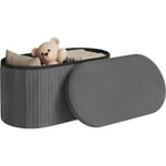 Banc de Rangement Woltu en Velours, Ovale, Banc Coffre de Rangement de 76L, Tabouret Pouf Pliable, Couvercle Amovible, 76x38x38 cm, Gris Foncé