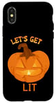 Coque pour iPhone X/XS Let's Get Lit Amusant Citrouille Lumière Automne Halloween Costume Fun