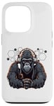 Coque pour iPhone 13 Pro DJ rave à capuche gorille avec casque gamer professionnel