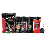 LYNX Recharge and Africa Bumper Pack Body Spray Gift Set Shower Tool, 2x Body Wash, 2x Deodorant perfect gifts for him 4 piece