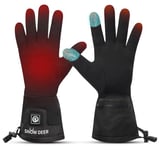 SNOW DEER Gants chauffants pour homme et femme, 7,4 V 2200 mAh, batterie rechargeable, chauffe-mains pour la neige, le ski, la pêche, l'équitation, le cyclisme, le camping, la moto, Noir 1, XS