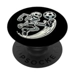 Squelette Halloween Joueur de football Action de coup de pied effrayante PopSockets PopGrip Interchangeable