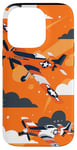 Coque pour iPhone 14 Pro Drapeau américain minimaliste orange tropical P-51 Mustang de la Seconde Guerre mondiale