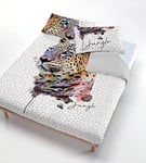 Italian Bed Linen City Digital Print Duvet Cover Set, Leopard, Queen-Size Bed