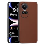 TAUYN Coque pour Oppo Reno 10 5G / Reno 10 Pro 5G, Ultra-Fin Premium PU Cuir Back et Monture en Silicone Souple Etui, Antichoc, Anti-Rayures Bumper Housse. - Brun