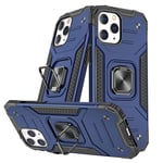 stilluxy compatible with iPhone 12 pro max case 12max 12promax kickstand phone cover metal ring holder 6.7 inch (Blue)
