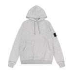 Stone Trendy American Stone Island Emblem Ren Bomull Hoodie Män Kvinnor High Street Lös Kappa Hoodie GRÅ GRÅ M GRÅ GRAY M