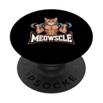 Meowscle Gym Cat T-shirt d'entraînement amusant pour les amoureux des chats PopSockets PopGrip Adhésif