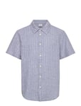 Lindex Shirt Ss Linen Blend Blå