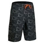 Grundéns Fish Head Board Shorts, Black Fish Camo - 40