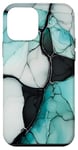 iPhone 12 mini Elegant White Stained Glass black Abstract turquoise Stone Case