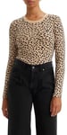 Levi's Women's Long-Sleeve Baby Tee T-Shirt, New Stella Leopard Almond Buff, XXS